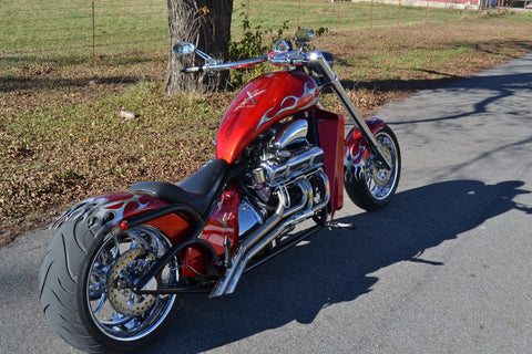 2008 V8 Chopper (350 engine) Red Tribal -Flame cut Fenders